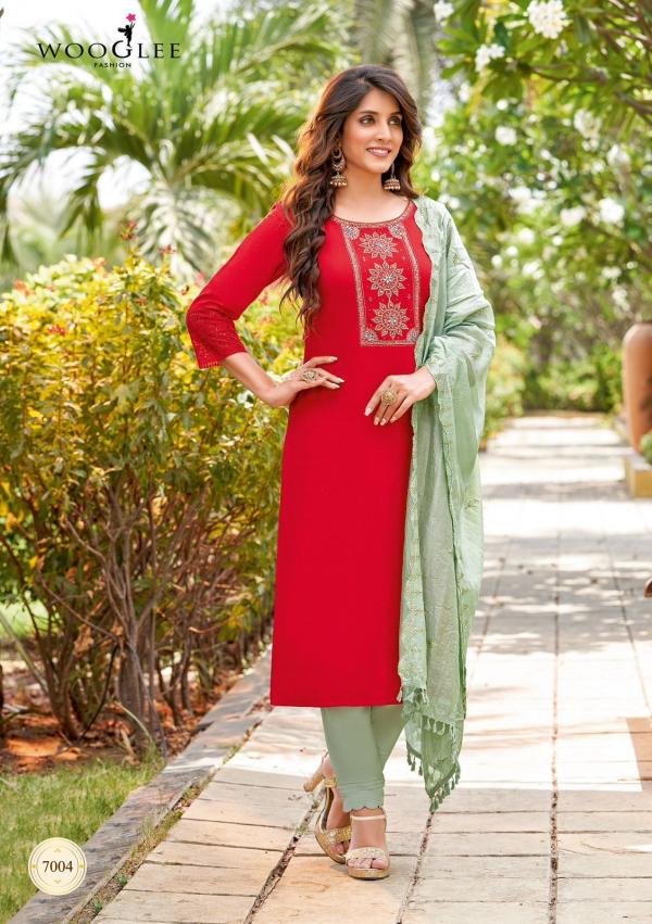 Wooglee Varnee Festive Wear Rayon Designer Readymade Suit